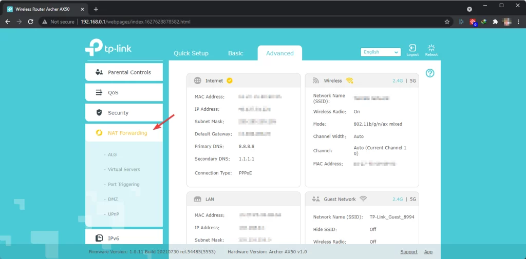 tp link nat forwarding