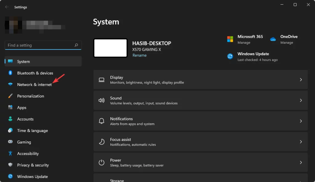 windows settings network and internet