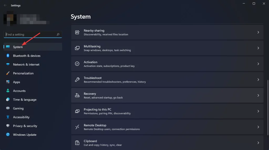 windows system settings