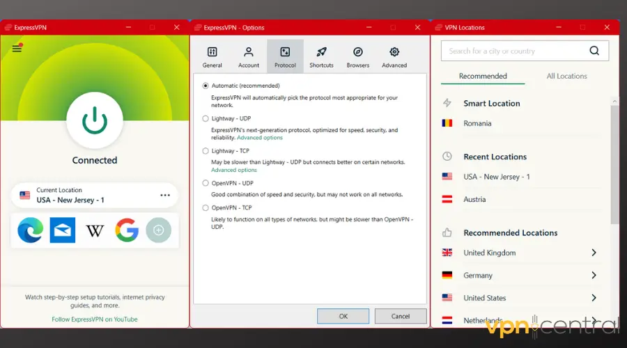 expressvpn user interface