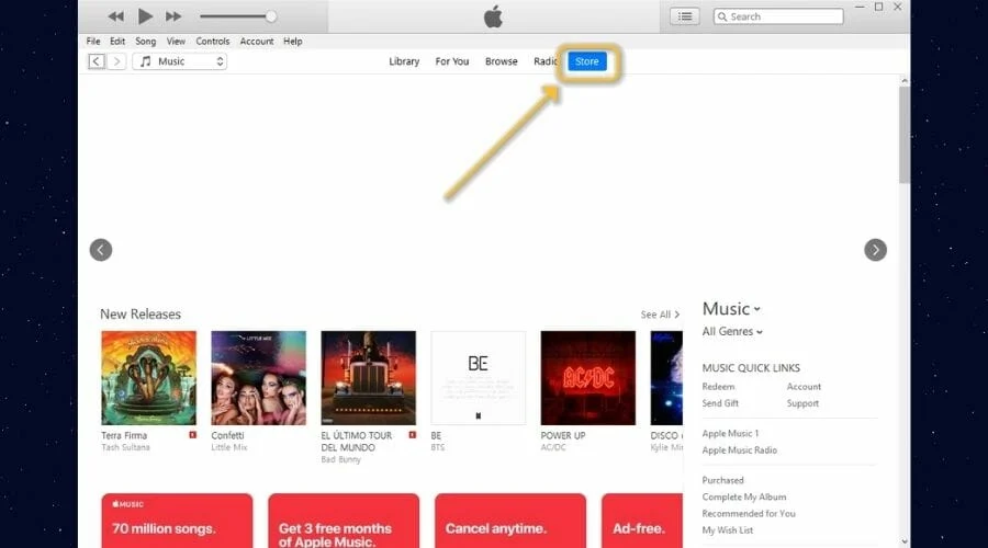 itunes store button