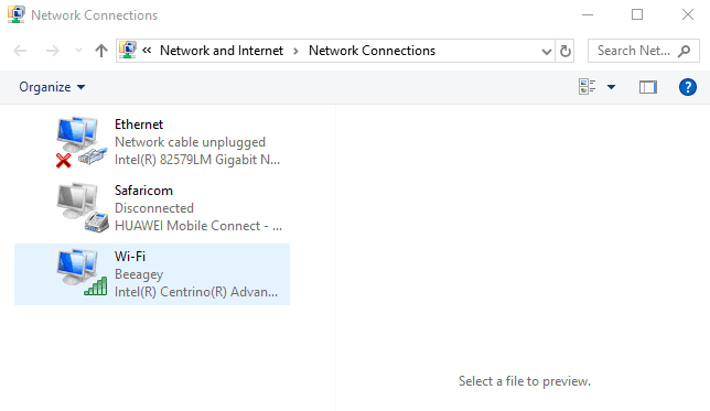 windows network connections
