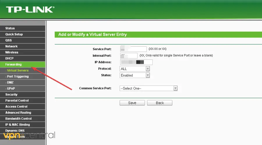 port forwarding on router