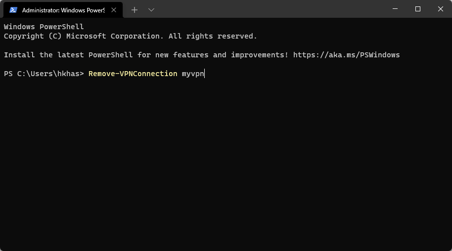 powershell remove vpn