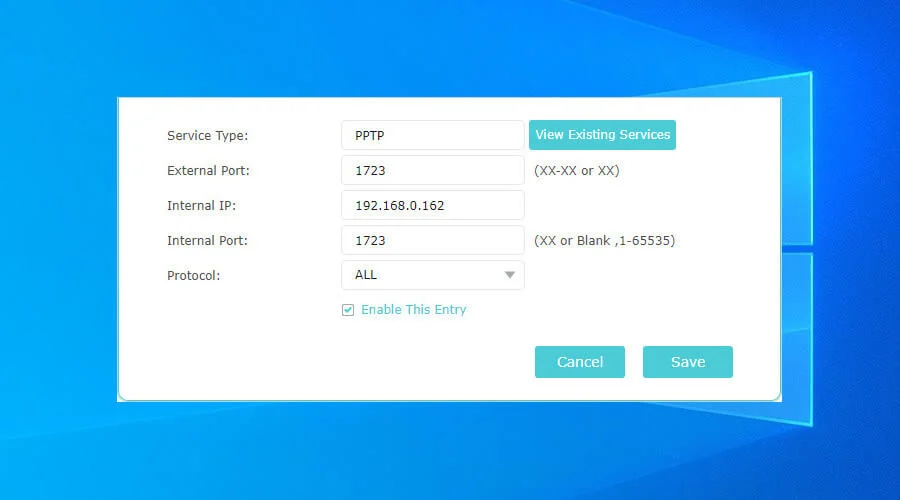 forward ports on your router