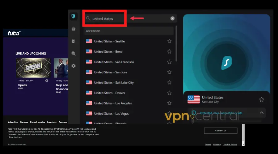 surfshark vpn fubotv