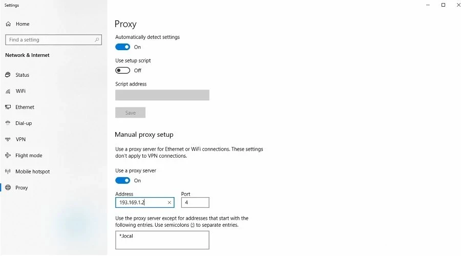 proxy setup to hide ip