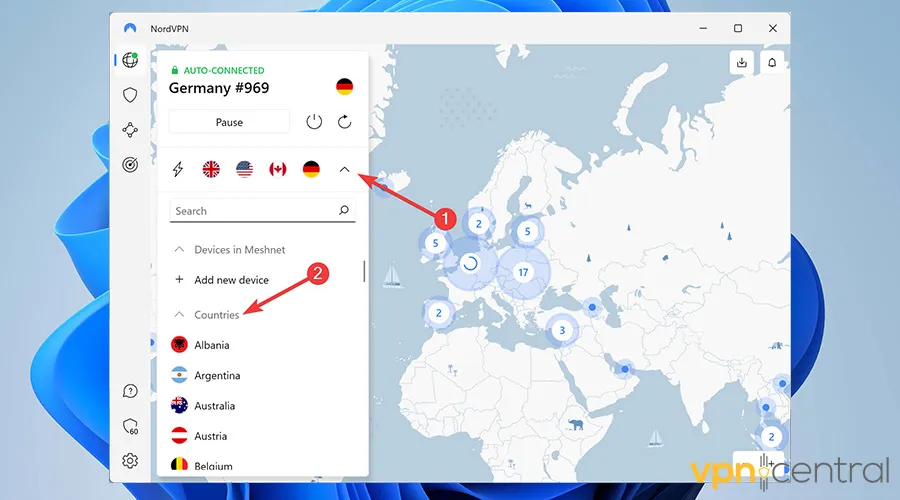 Changing NordVPN Server