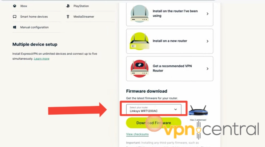 ExpressVPN firmware download