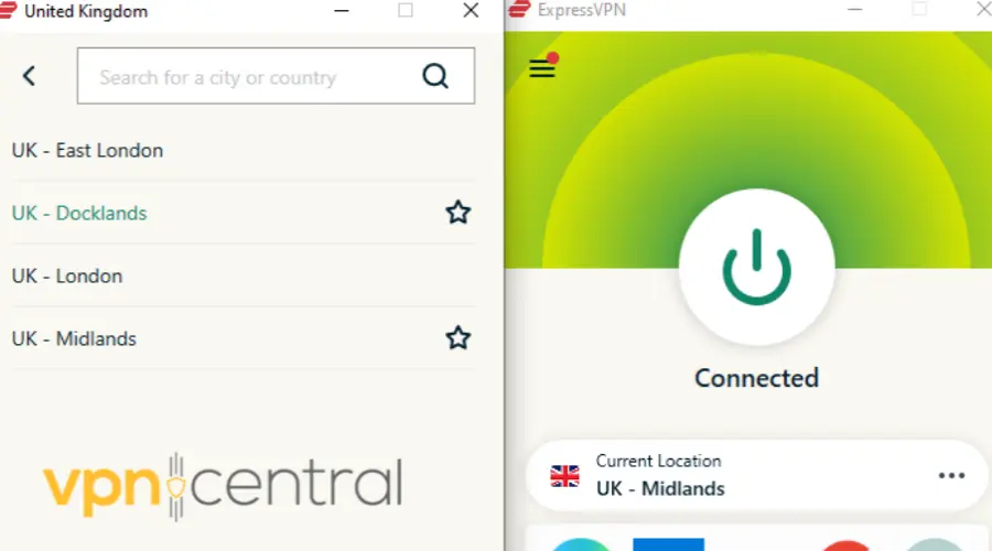 expressvpn connected to uk