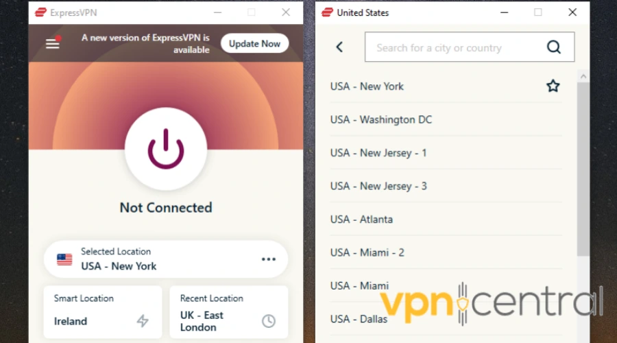 expressvpn user interface