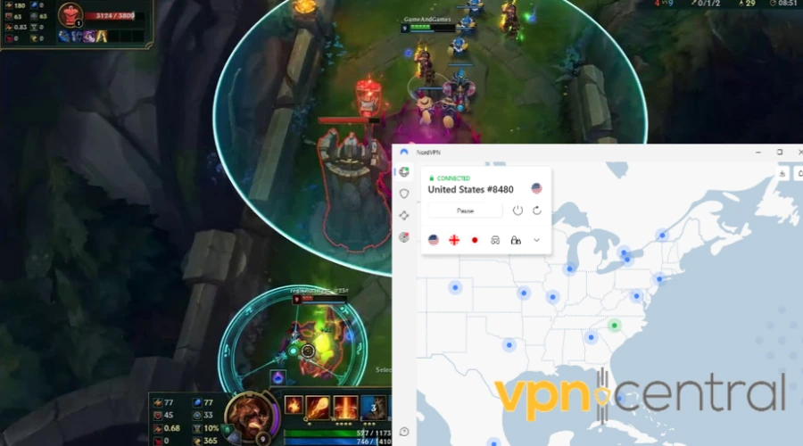 league of legends working with nordvpn connected