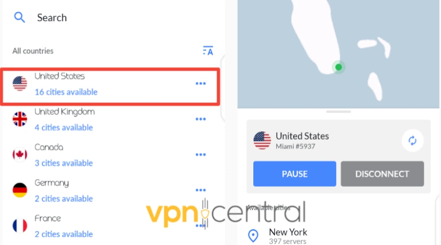 nordvpn connect to server