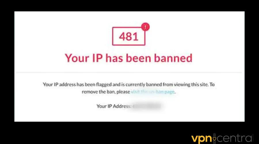 your ip has been banned error message