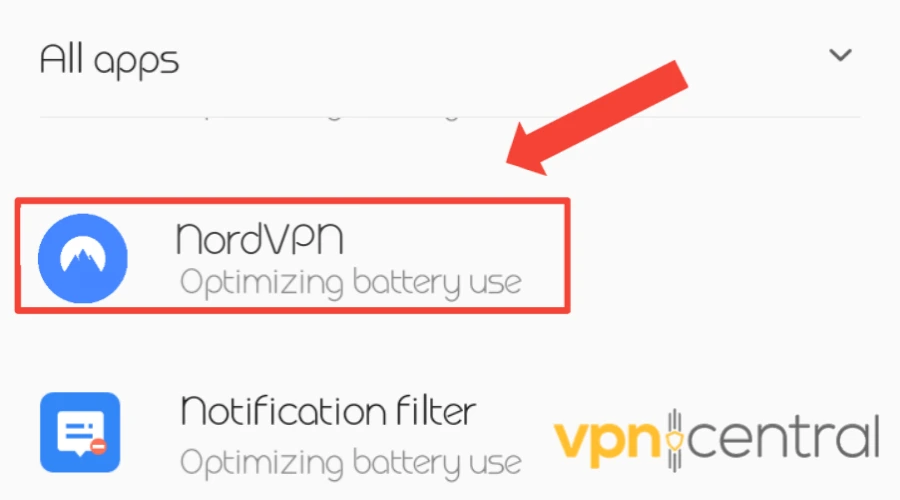 android all apps optimizing battery use for vpn