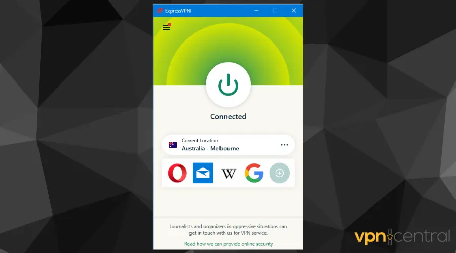 expressvpn user interface