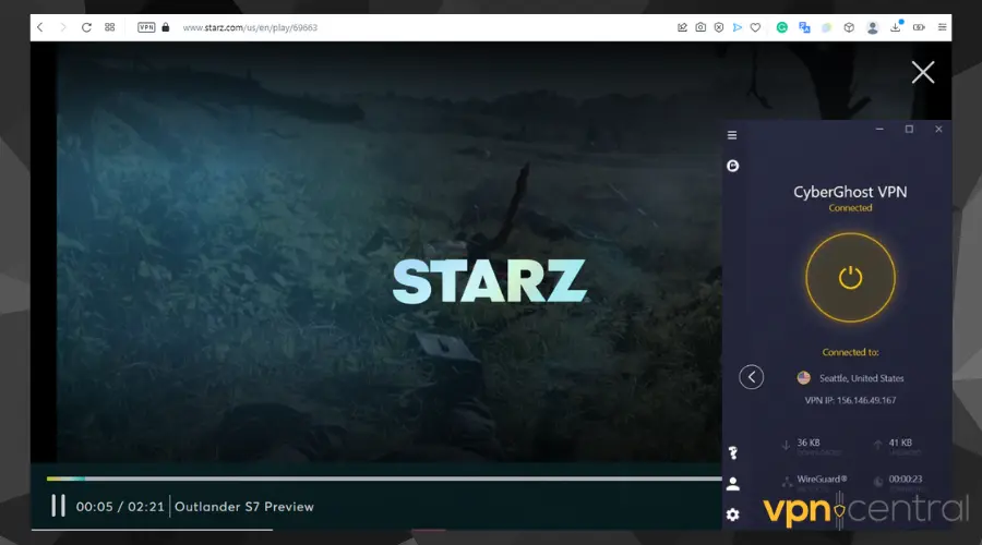 starz play working with cyberghost vpn