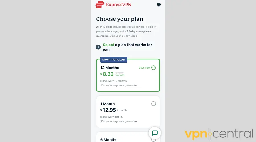 ExpressVPN pricing plans