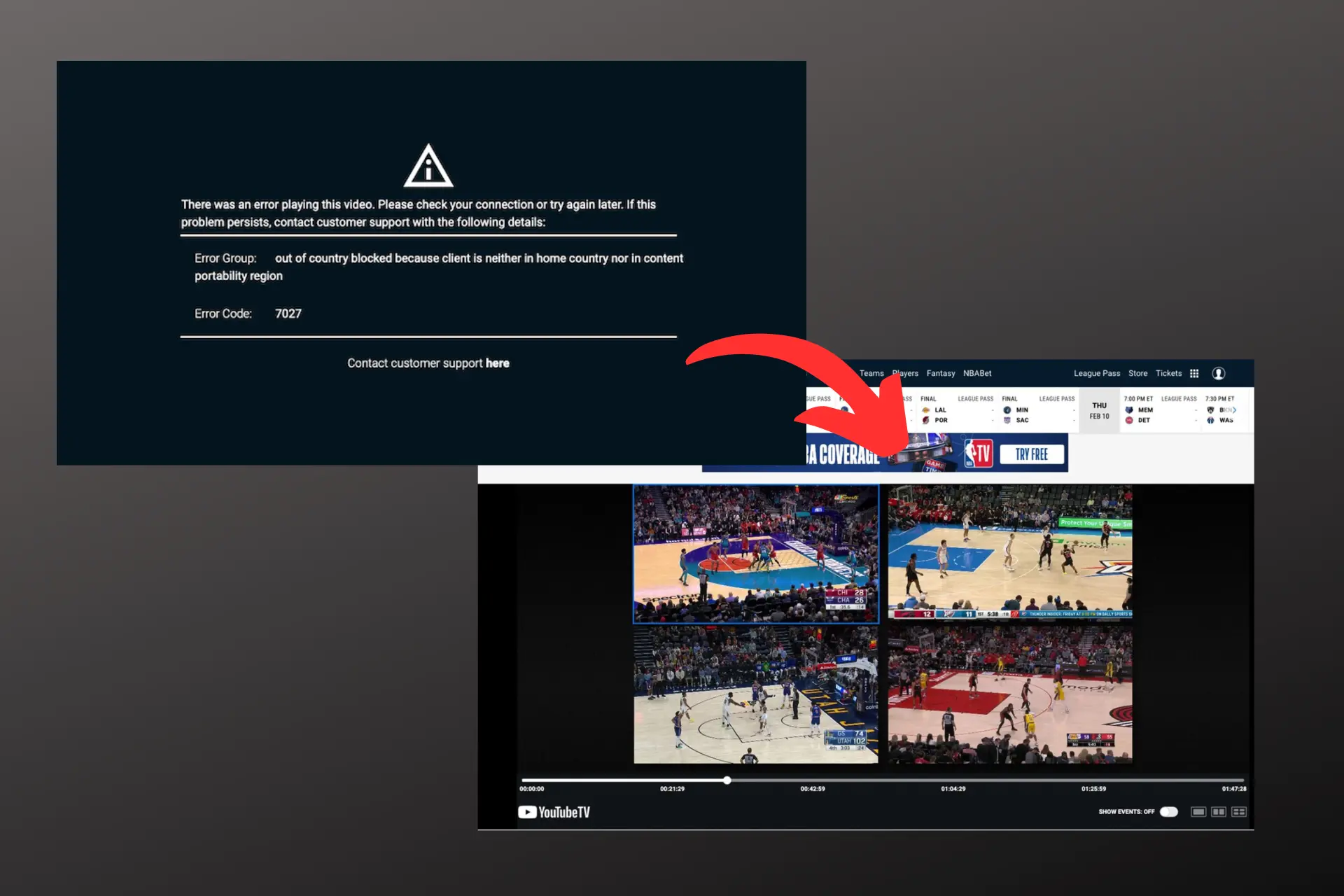 nba league pass not working with vpn