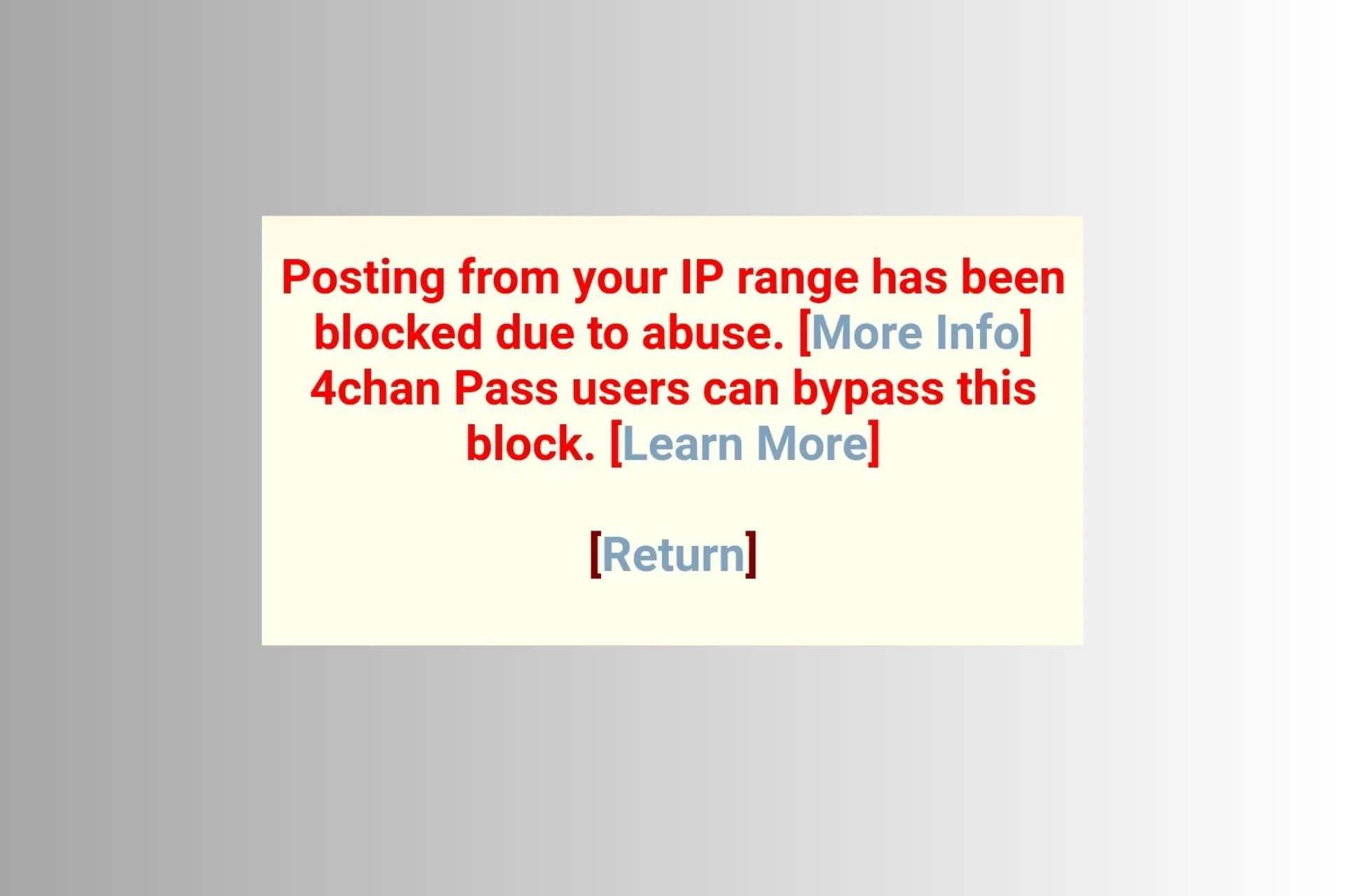 posting from your IP range has been blocked due to abuse