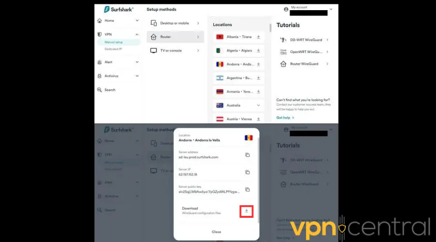 Surfshark VPN WireGuard config download