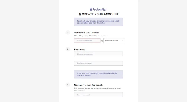 protonmail sign up