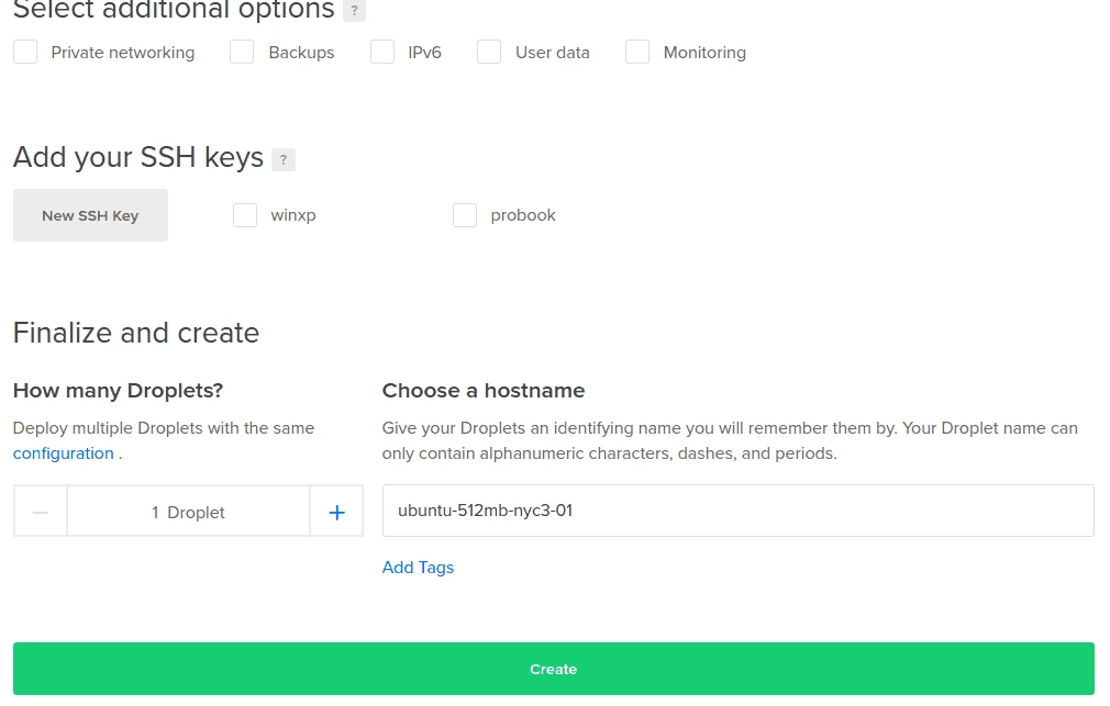 digitalocean droplet choose name
