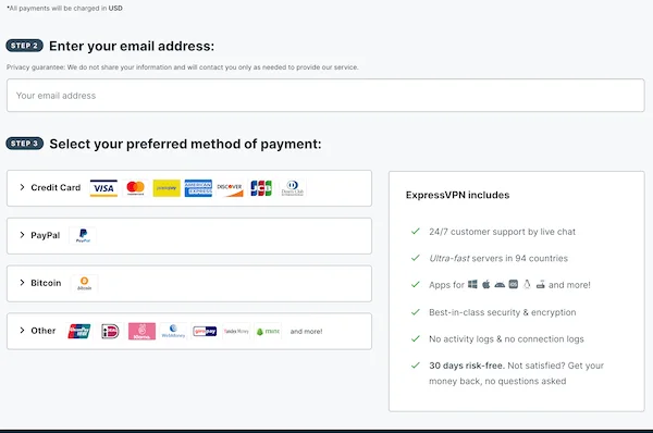 ExpressVPN Payment Page