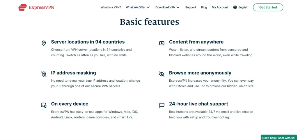 expressvpn basic features