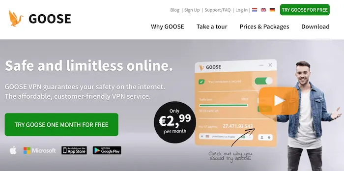 GOOSE VPN Homepage