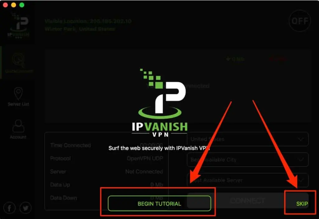 ipvanish begin tutorial