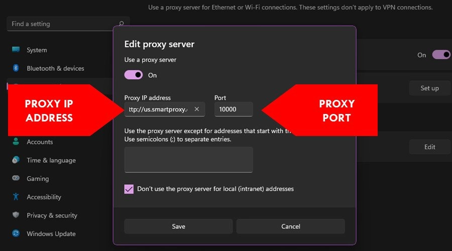 insert proxy configurations