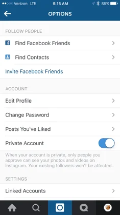 Instagram privacy settings