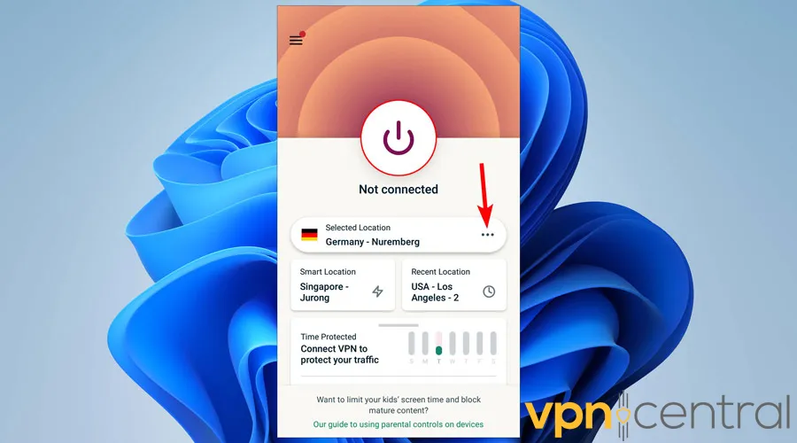 Open ExpressVPN server menu