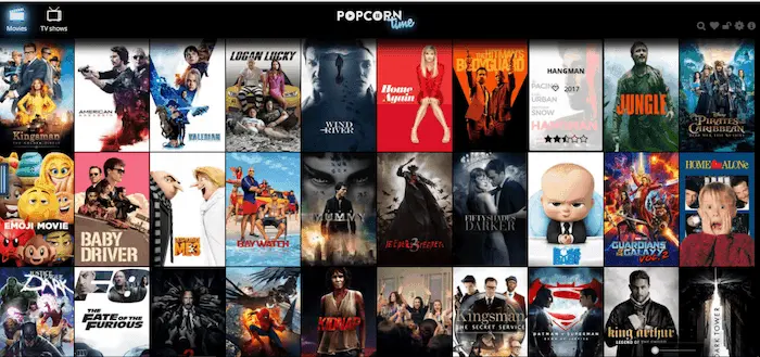 popcorn time homepage