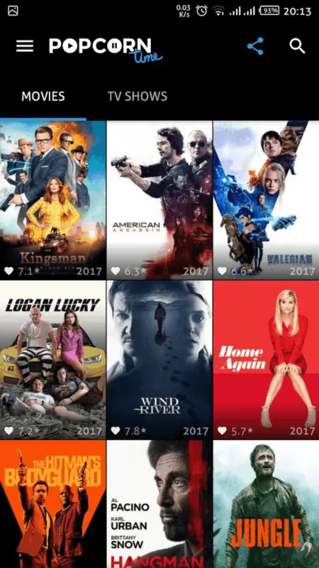 popcorn time mobile version of the site