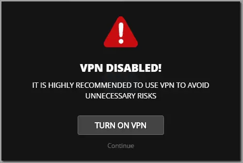 popcorn time vpn warning