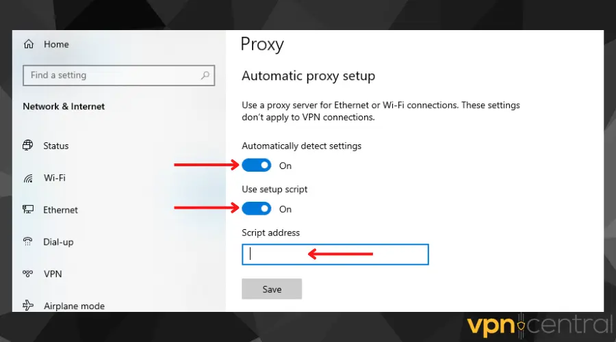 windows automatic proxy setup