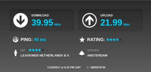 VPNLux Double VPN speed test