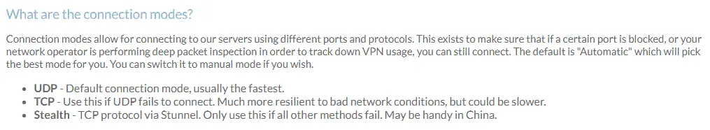 windscribe vpn client connection modes