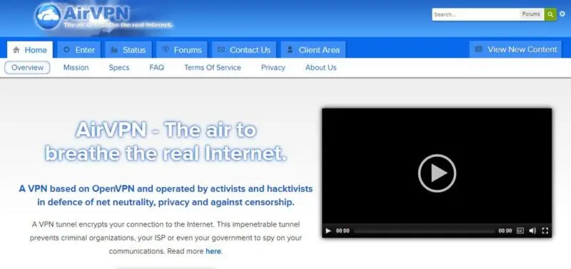 airvpn homepage
