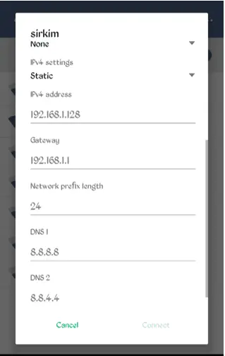 change dns on android
