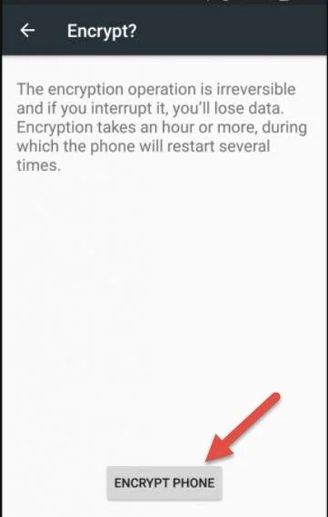 confirm android encryption