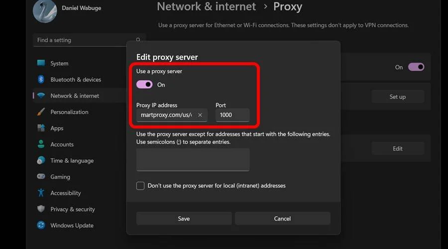 edit proxy server settings