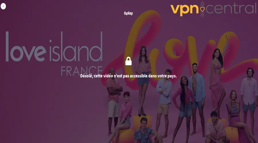 6play geo-restriction error screen for love island france 2023