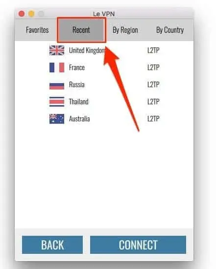 Le VPN New Mac OS client recent Le VPN server selection
