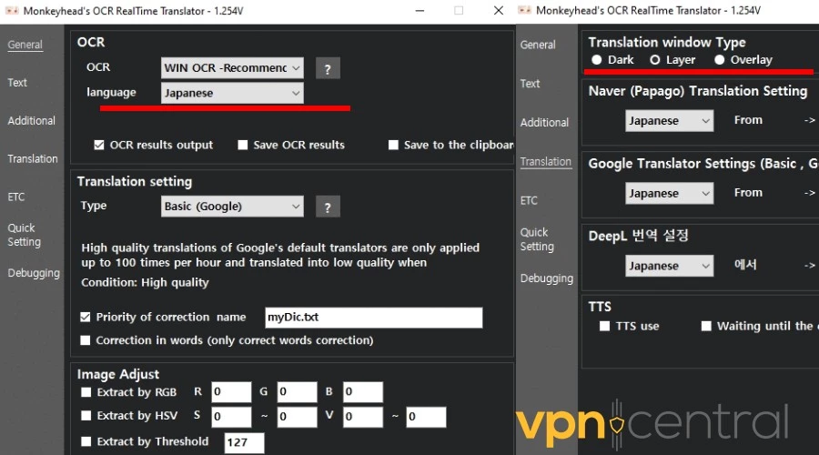 Mort language settings