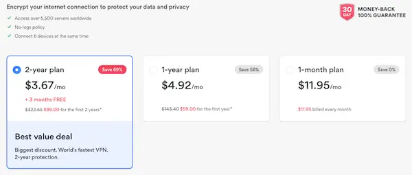 nordvpn plans and prices