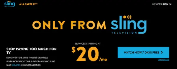 sling tv homepage to watch nba live stream