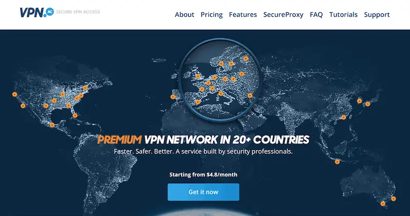 vpn.ac website homepage
